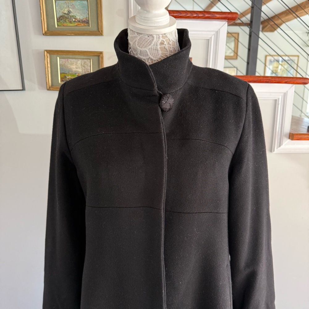 FLEURETTE by LORO PIANA Black Cashmere & Wool Long Coat Sz 8 - Picture 3 of 10